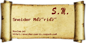 Sneider Márió névjegykártya